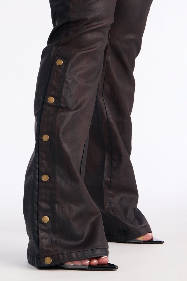 The Backbeat Coated Denim Bootcut Jeans - Black/Brown