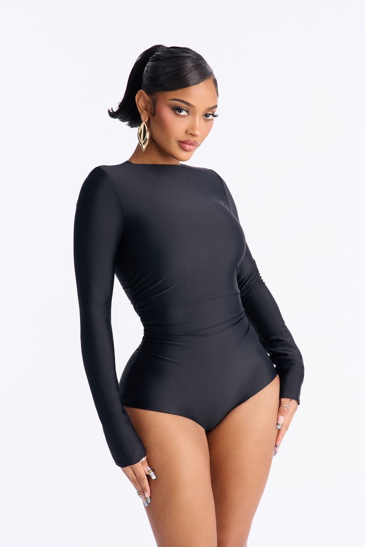 Leona Long Sleeve Double Lined 2 Piece Set - Black