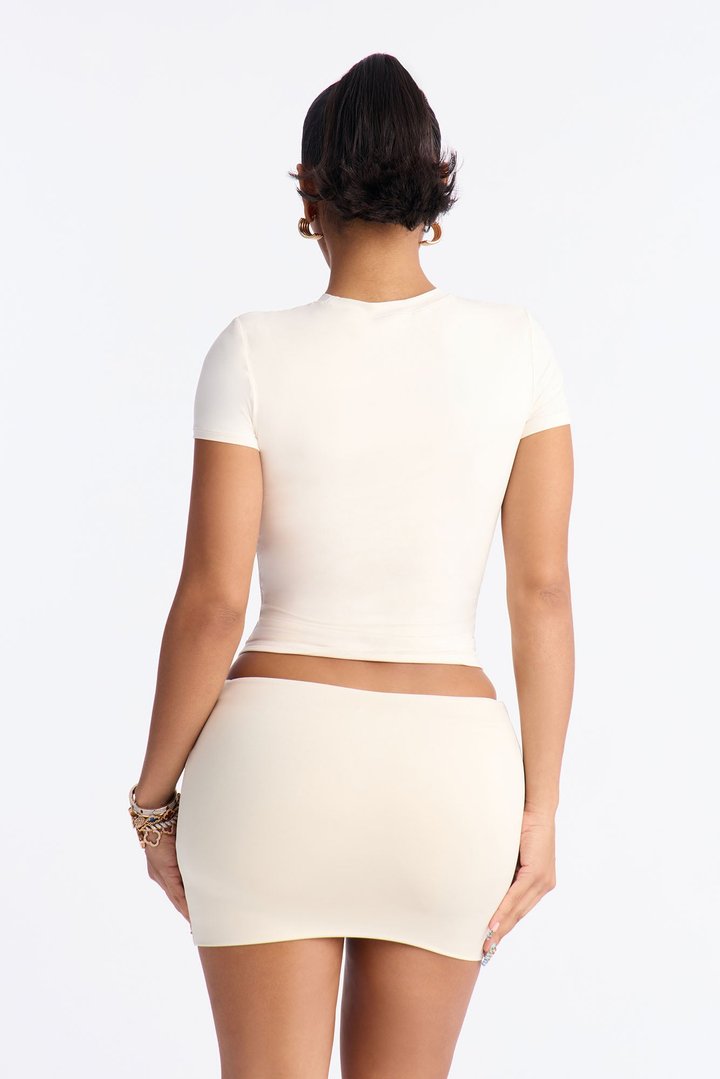 Second Skin Double Lined Short Sleeve Top - Bone