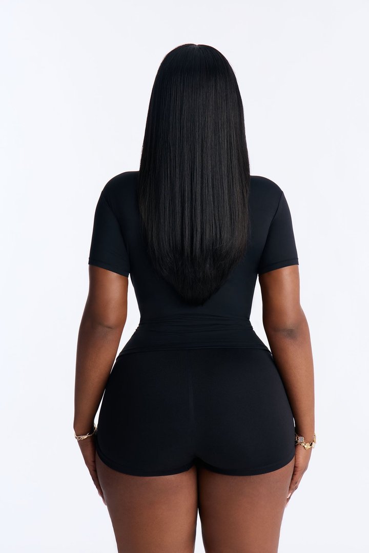 Second Skin Double Lined Short Sleeve Top - Black