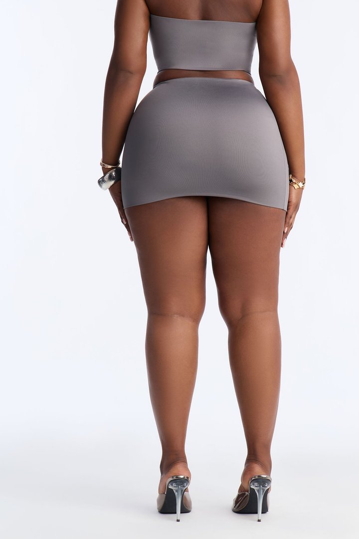 Contour Double Lined Mini Skirt - Grey