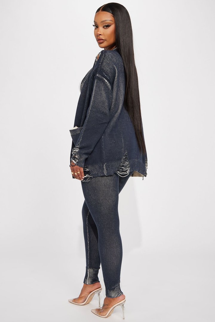 Lola Washed Sweater Legging Set - Black