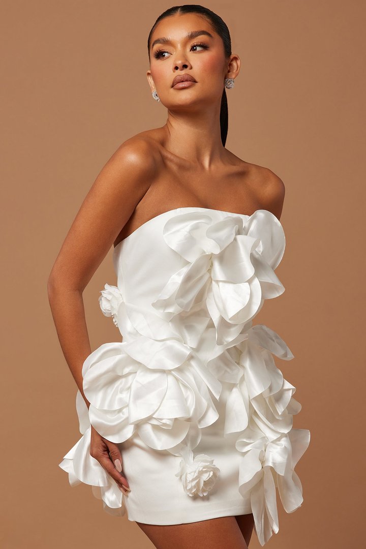 Abbie Satin Mini Dress - White