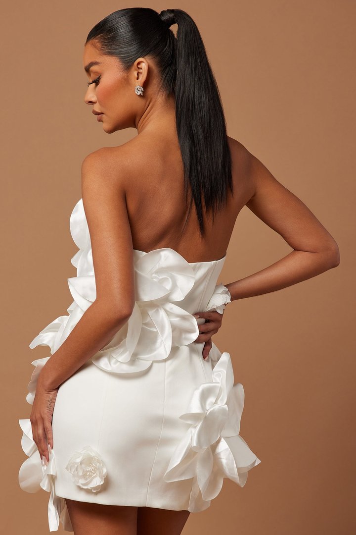 Abbie Satin Mini Dress - White