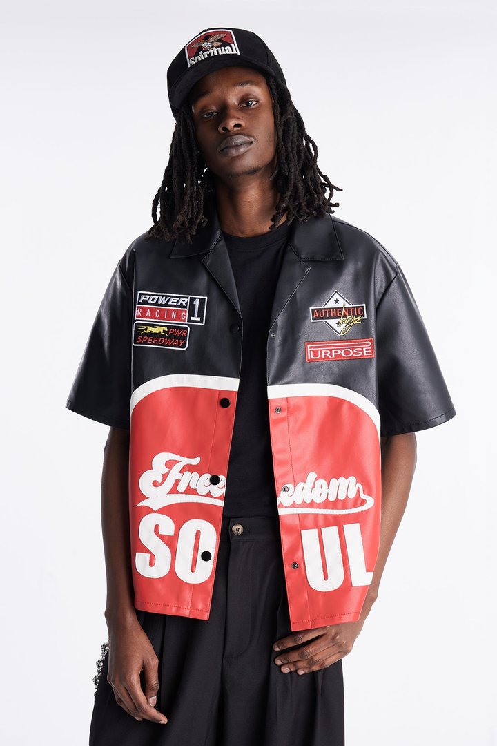 Freedom Soul Short Sleeve Cuban Shirt - Black