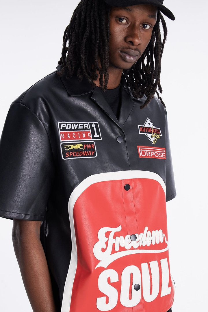 Freedom Soul Short Sleeve Cuban Shirt - Black