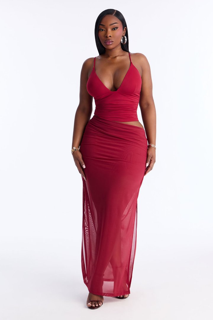 Second Skin Deep U Neck Cami - DarkRed