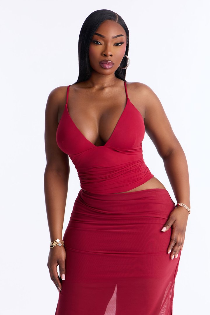 Second Skin Deep U Neck Cami - DarkRed