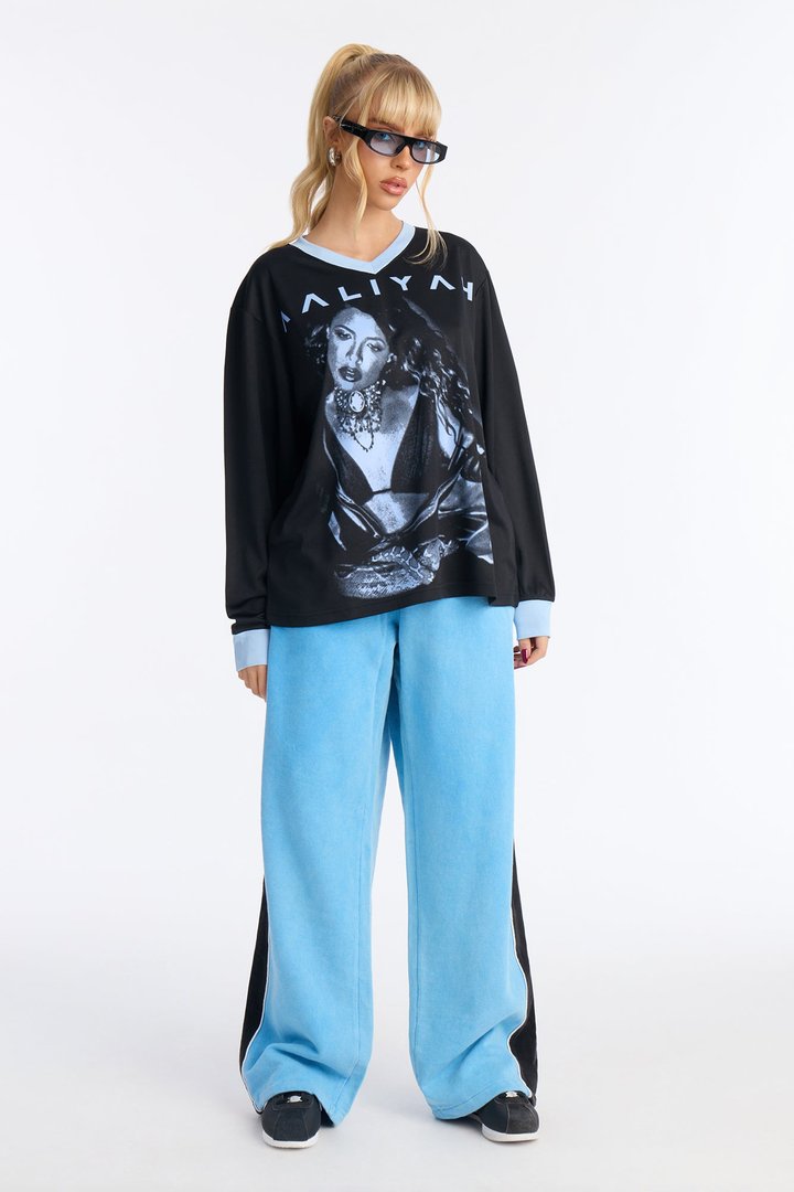 Aaliyah 79 Satin Long Sleeve Jersey - Black