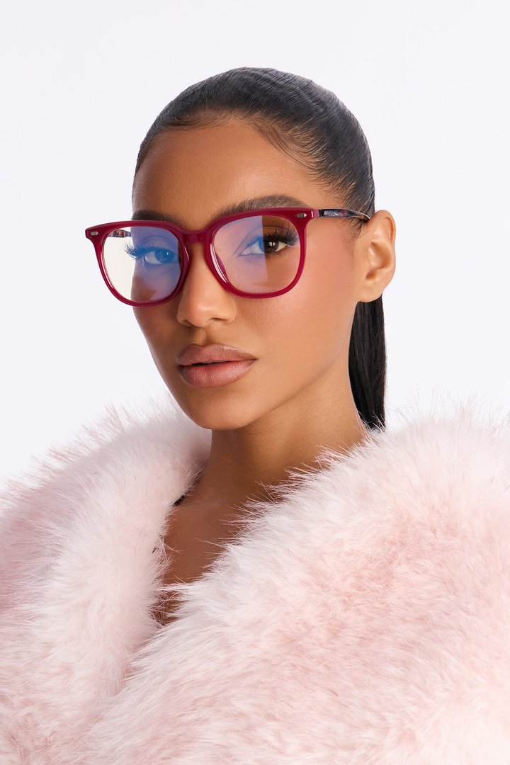 Aced It Square Blue Light Glasses - Red
