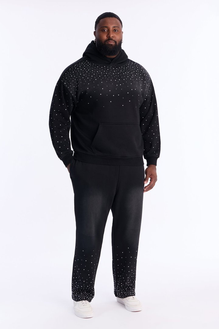 Run Them Rhinestones Relaxed Sweatpants - Black