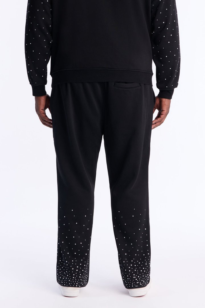 Run Them Rhinestones Relaxed Sweatpants - Black