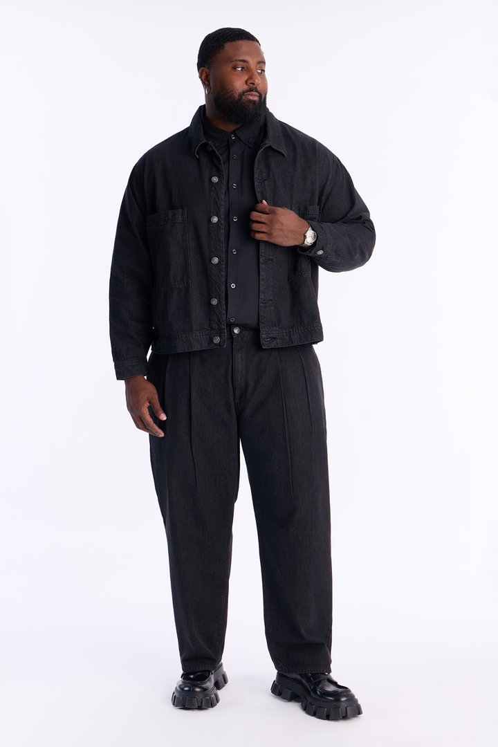 Barrel Aime Pleated Jean - Black Wash