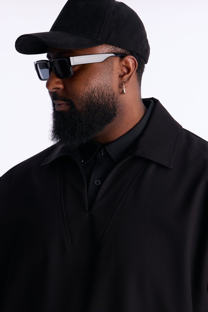 Relaxed Bold Flow Jacket - Black