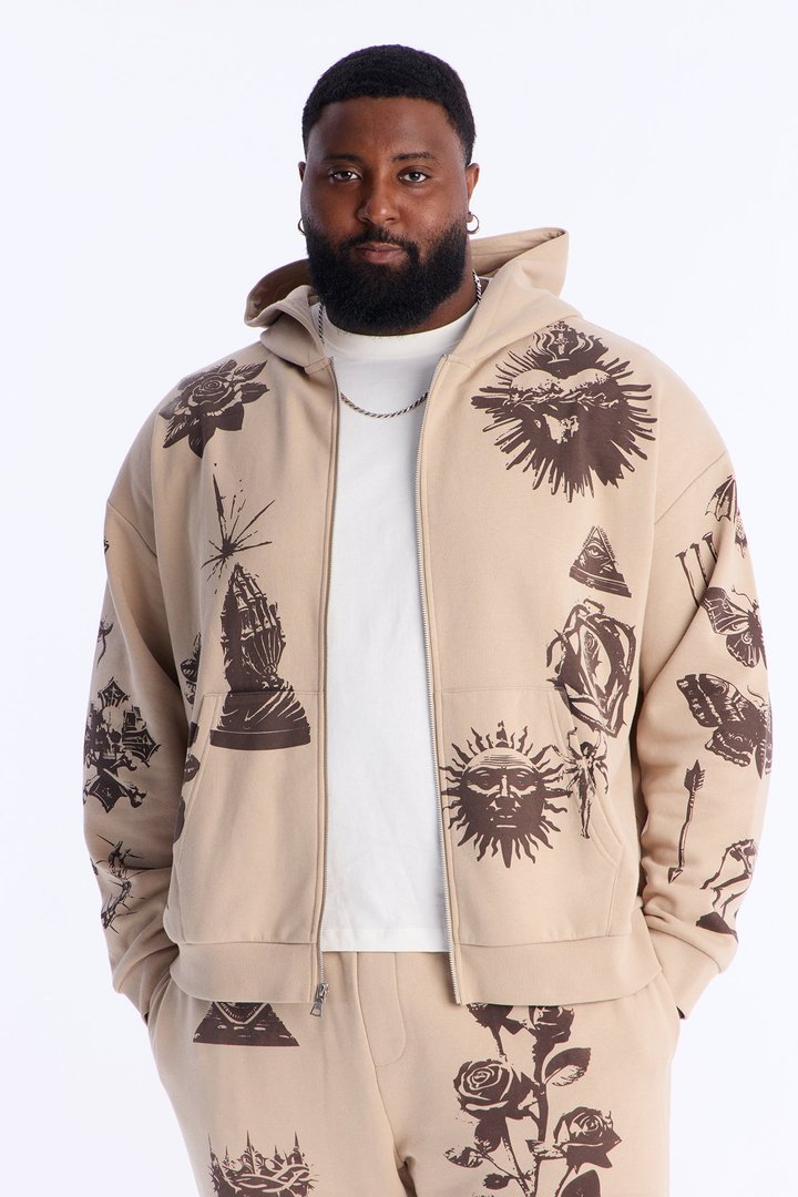 Rogue Culture Zip Up Hoodie - Taupe