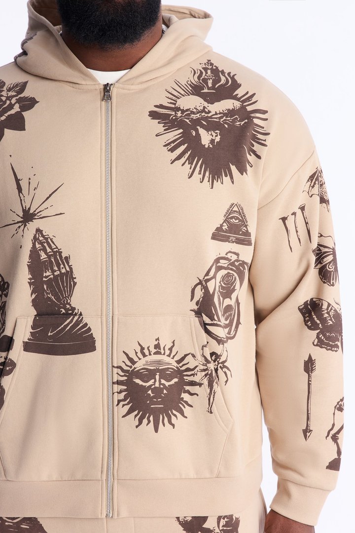 Rogue Culture Zip Up Hoodie - Taupe