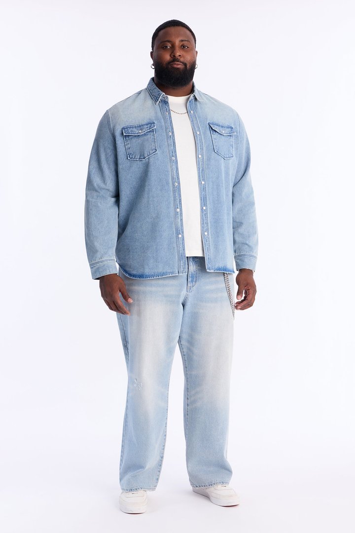 Rodeo Denim Button Up Shirt - Light Blue Wash