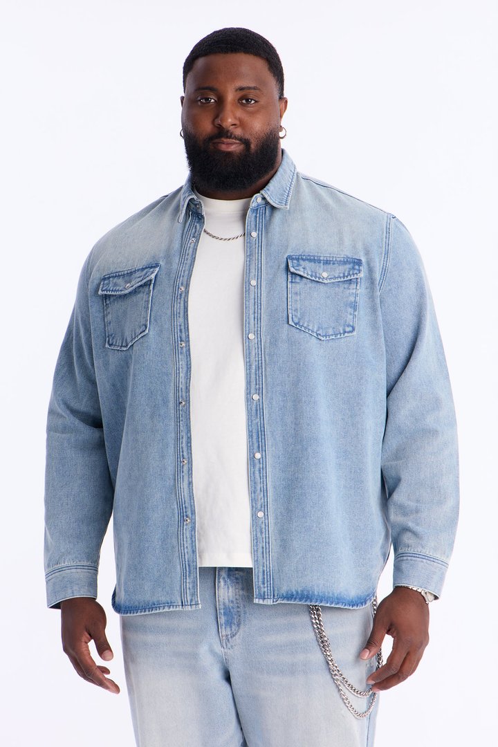 Rodeo Denim Button Up Shirt - Light Blue Wash