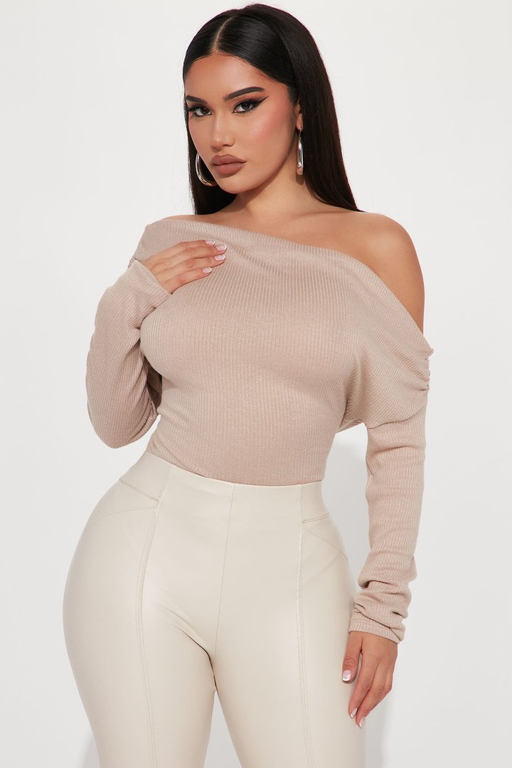 Lover Girl Sweater Bodysuit - Taupe