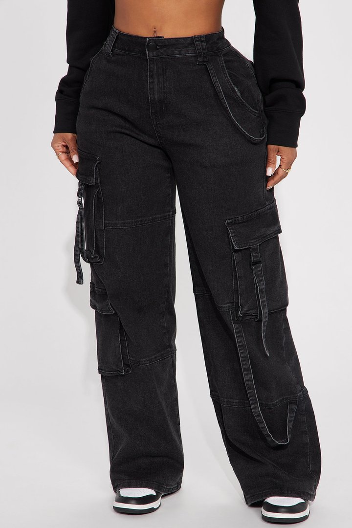 Desi Mineral Wash Cargo Pant - Black