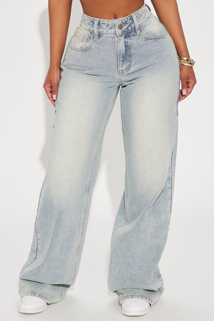 Tall Peace Of Mind Tinted Baggy Jeans - Light Wash