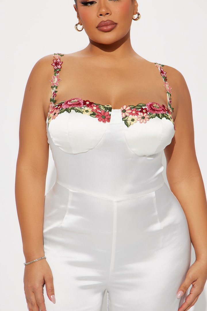 Evelyn Satin Jumpsuit - White