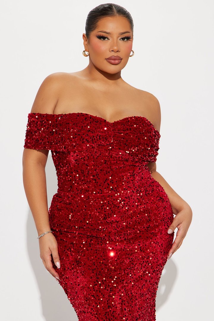 Elena Sequin Maxi Gown - Red