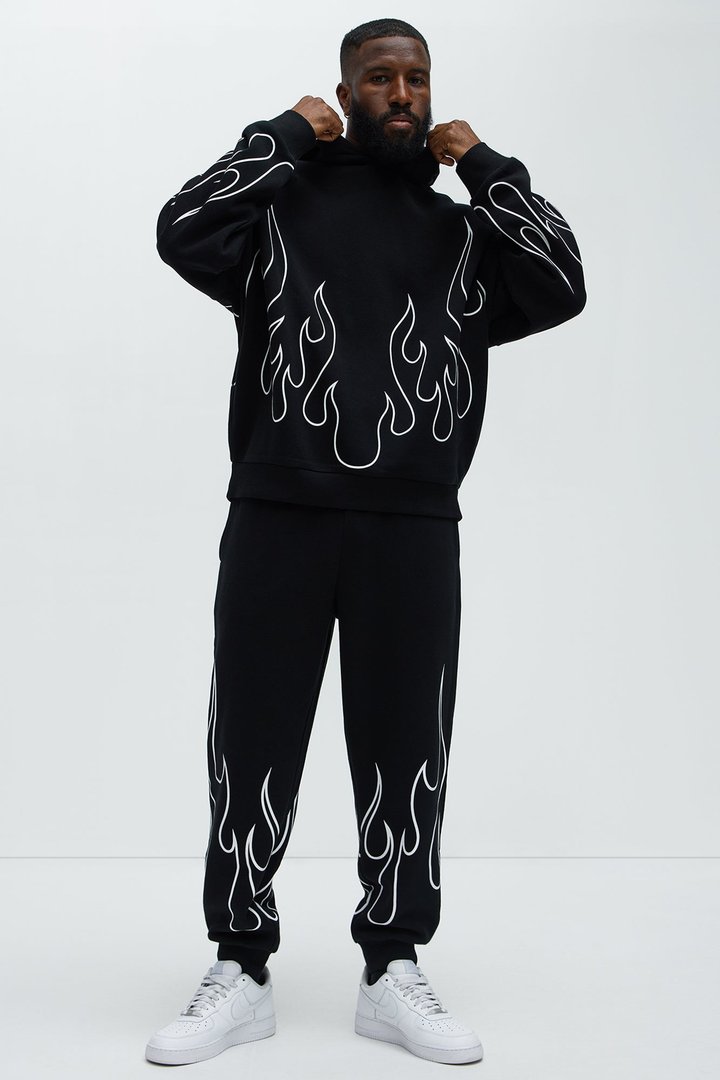 Tayson Chase Flame Oversized Hoodie - Black/combo