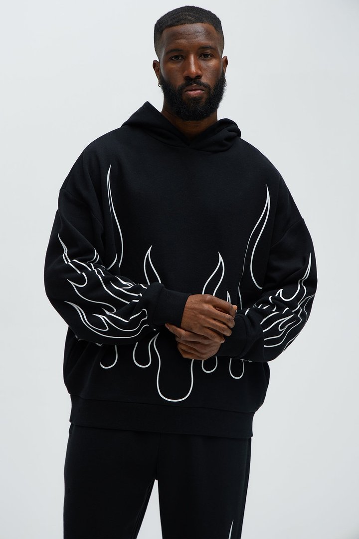 Tayson Chase Flame Oversized Hoodie - Black/combo
