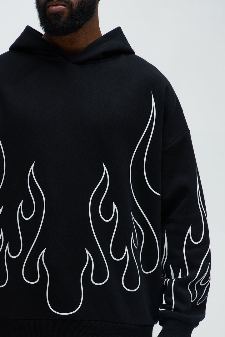 Tayson Chase Flame Oversized Hoodie - Black/combo