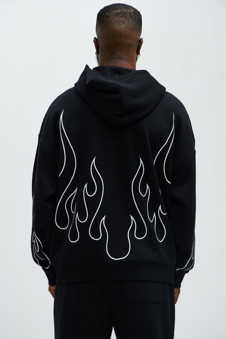 Tayson Chase Flame Oversized Hoodie - Black/combo