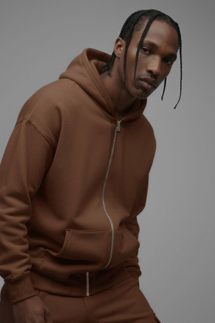 410 Oversized Zip Hoodie - Chestnut