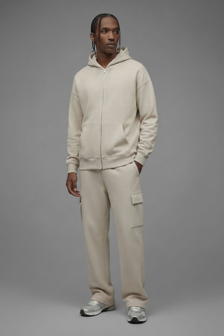 410 Oversized Zip Hoodie - Cream