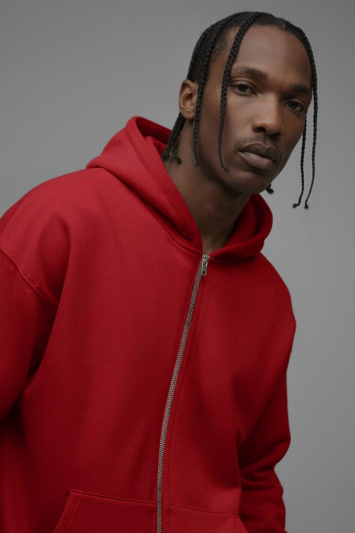 410 Oversized Zip Hoodie - Red