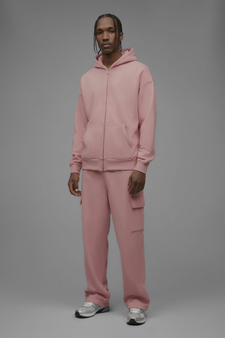 410 Oversized Zip Hoodie - Pink
