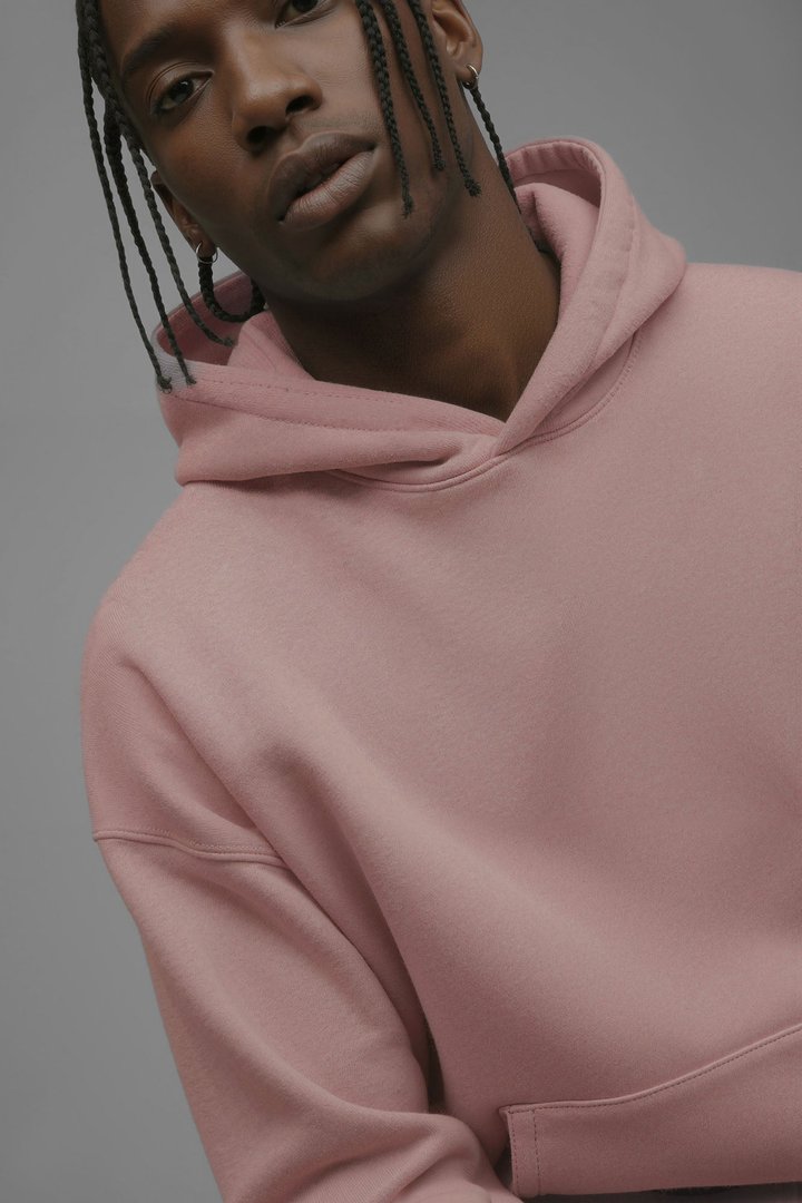 410 Oversized Cropped Hoodie - Pink