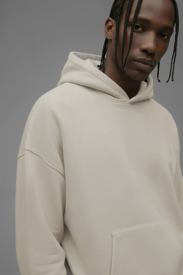 410 Oversized Cropped Hoodie - Cream