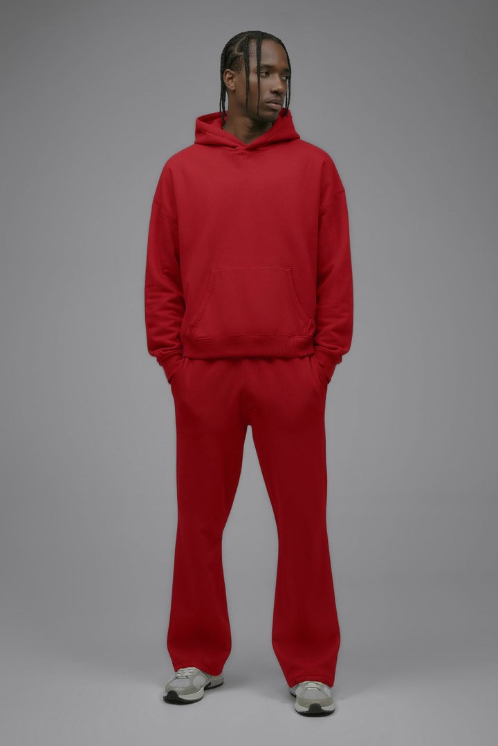 410 Oversized Cropped Hoodie - Red