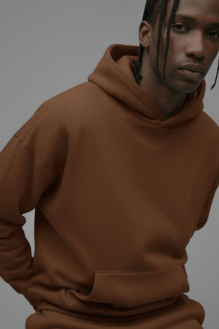 410 Oversized Cropped Hoodie - Chestnut