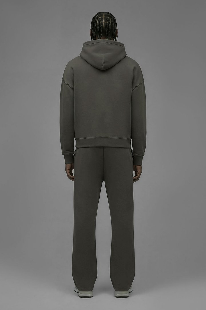410 Oversized Cropped Hoodie - Moss Grey
