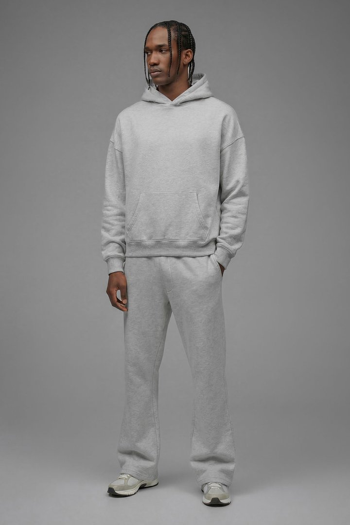 410 Oversized Cropped Hoodie - Heather Grey
