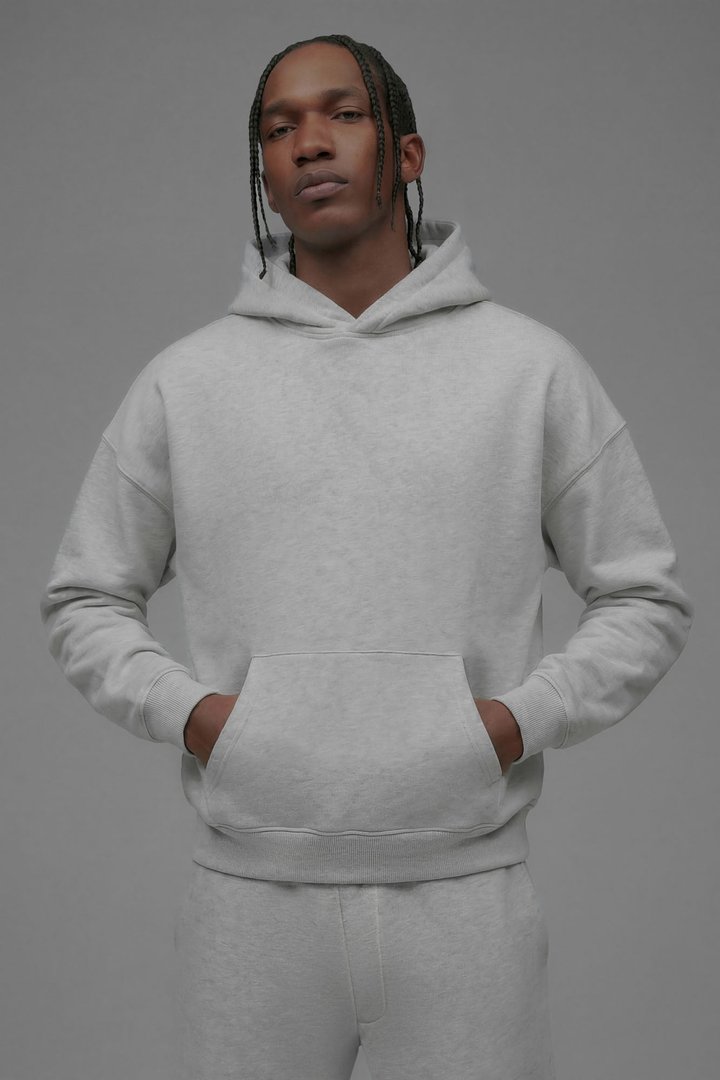 410 Oversized Cropped Hoodie - Heather Grey