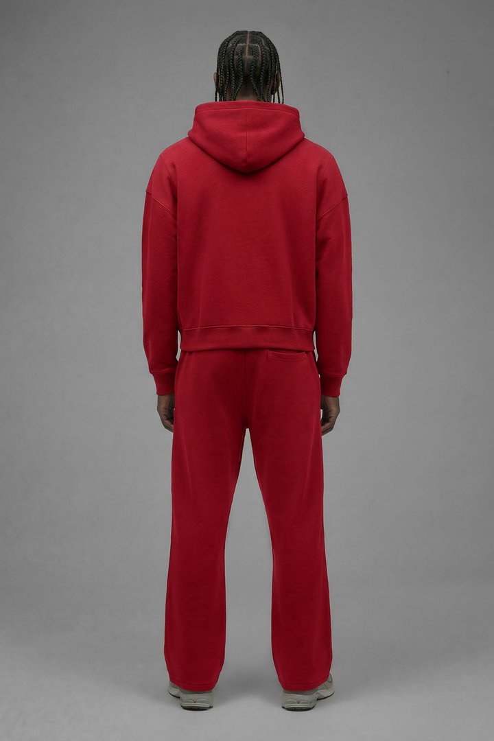 410 Oversized Cropped Zip Hoodie - Red