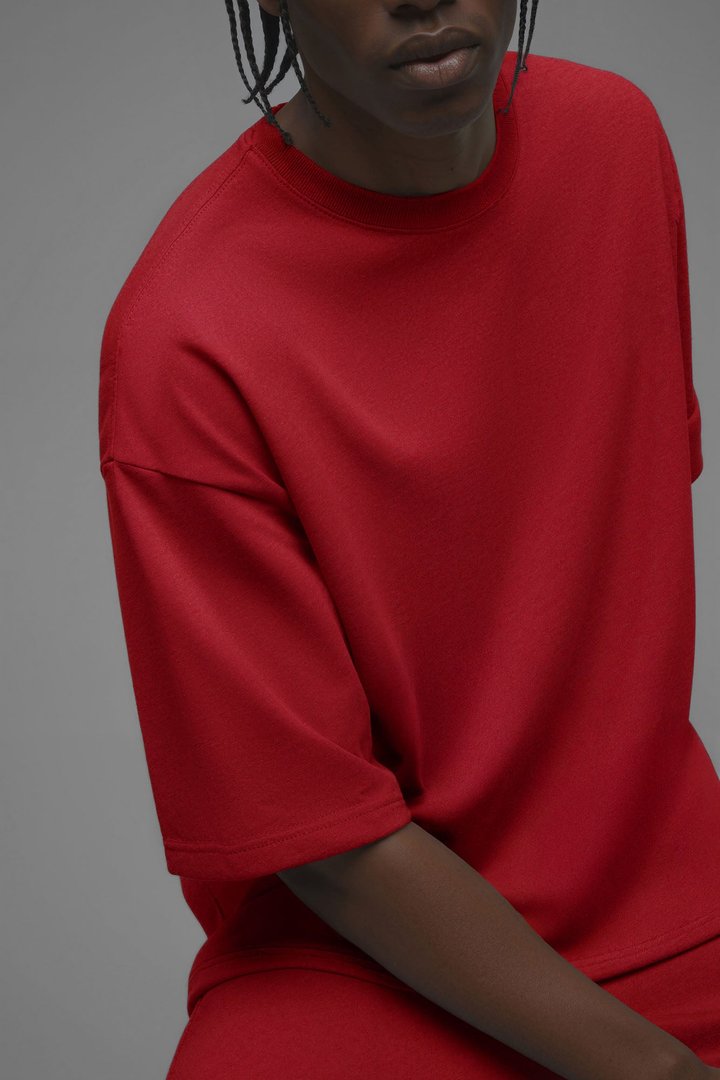 410 Oversized Fleece Tee - Red