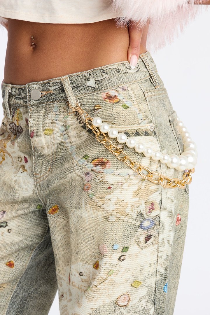 Pearl Strands Pant Chain - Gold
