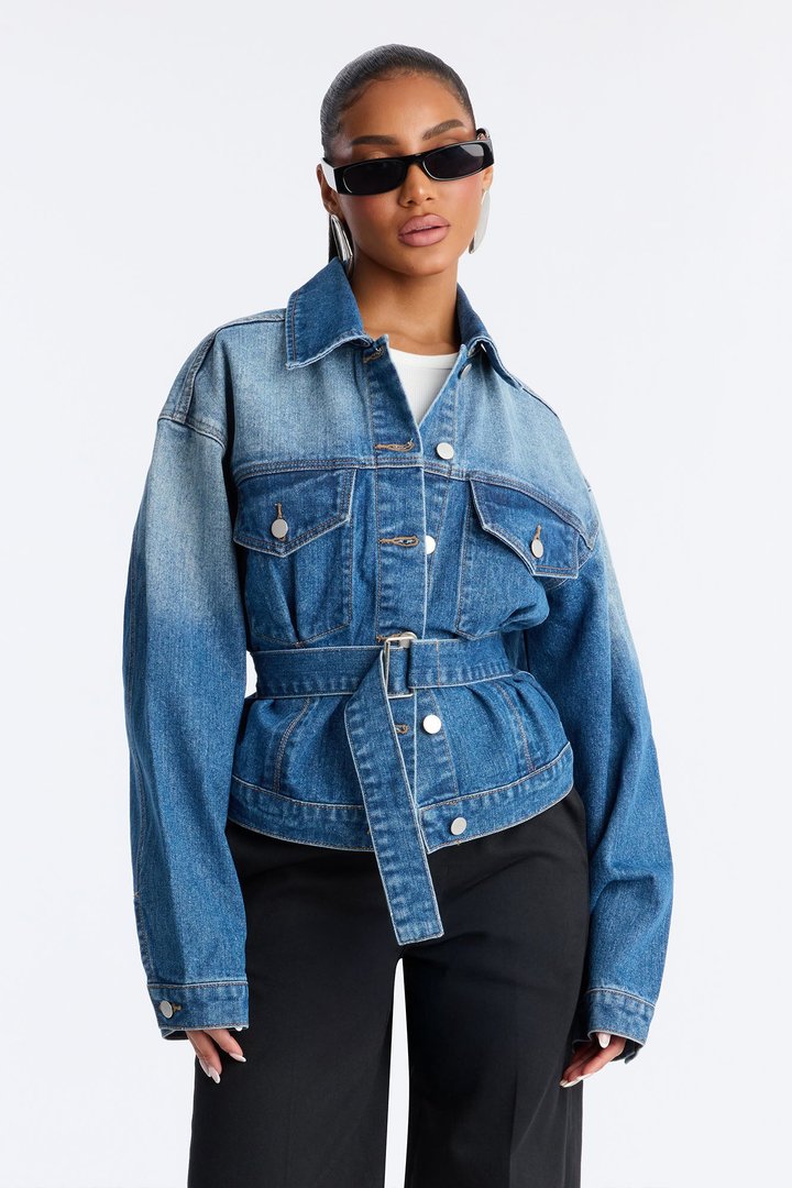 South Surrey Belted Denim Jacket - Medium Wash
