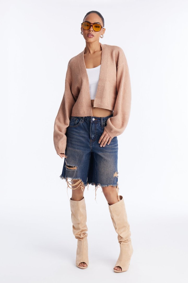 Made For Me Open Front Cardigan - Taupe