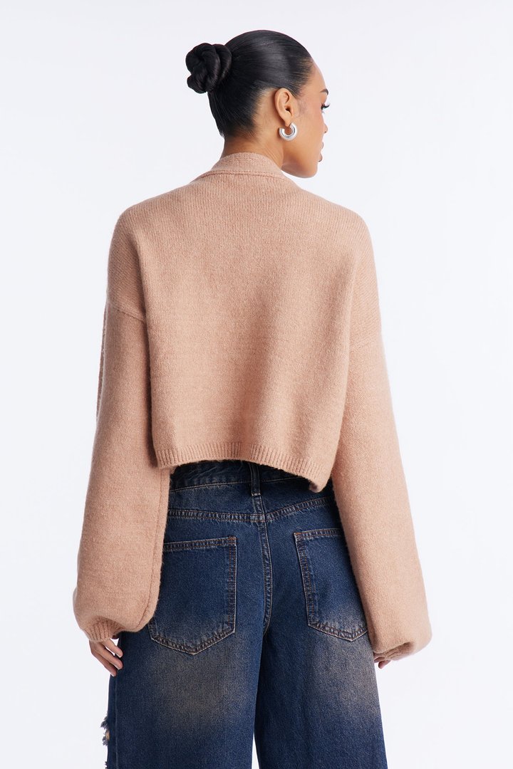Made For Me Open Front Cardigan - Taupe