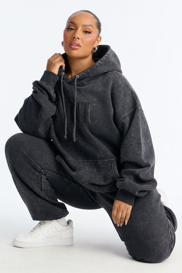 Saint Washed Fleece Hoodie Jogger Pant Set - Charcoal