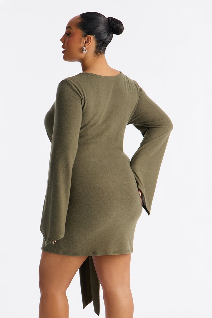 Mariana Long Sleeve Sweater Mini Dress - Olive